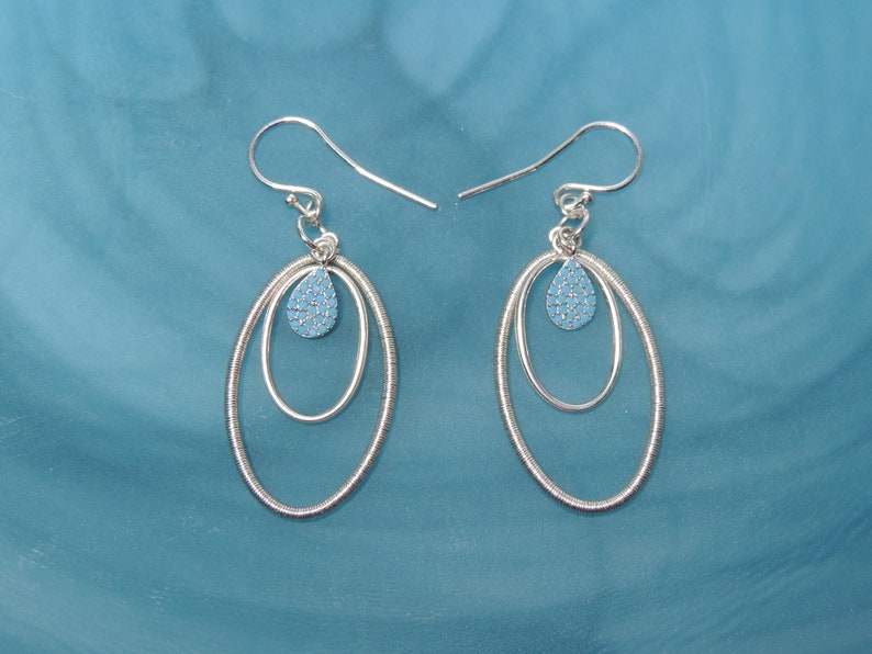 Sterling Silver Teardrop earrings Turquoise Teardrop Long | Etsy