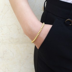 3 mm 14k Goldfilled Diamond Cut Sparkling Beaded Bracelet, Dainty Goldfilled Bracelet, Gift For Her