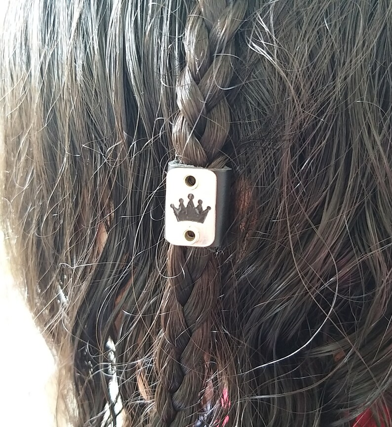 Sterling Silver Crown Leather Hair Bead Rasta Beads Hair Etsy