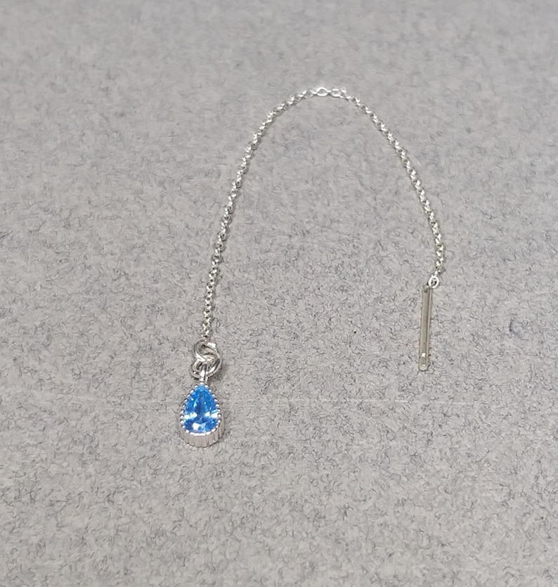 Double Piercing Thread Earring, Two Holes Earring, Sterling Silver and ...