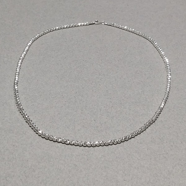 Mothers Day Gift, Diamond Cut 3 mm Sterling Silver Beads Necklace, Delicate Necklace, Evening Jewelry, Sparkly Necklace