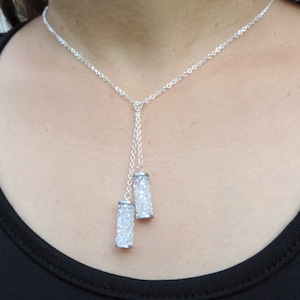 Silver Y Necklace, Moonlight And Silver Necklace, Y Necklace, Lariat Necklace, Delicate Silver Necklace, Gift For Her