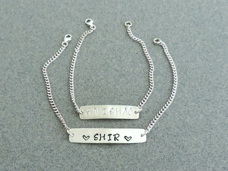 Engrave Name Bracelet Engrave Letter Bracelet Sterling Etsy