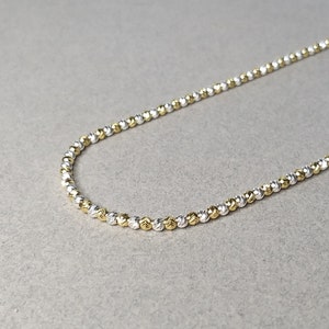 Mothers Day Gift, 3 MM Combined Sterling Silver And 14k Gold Filled Diamond Cut Beads Necklace