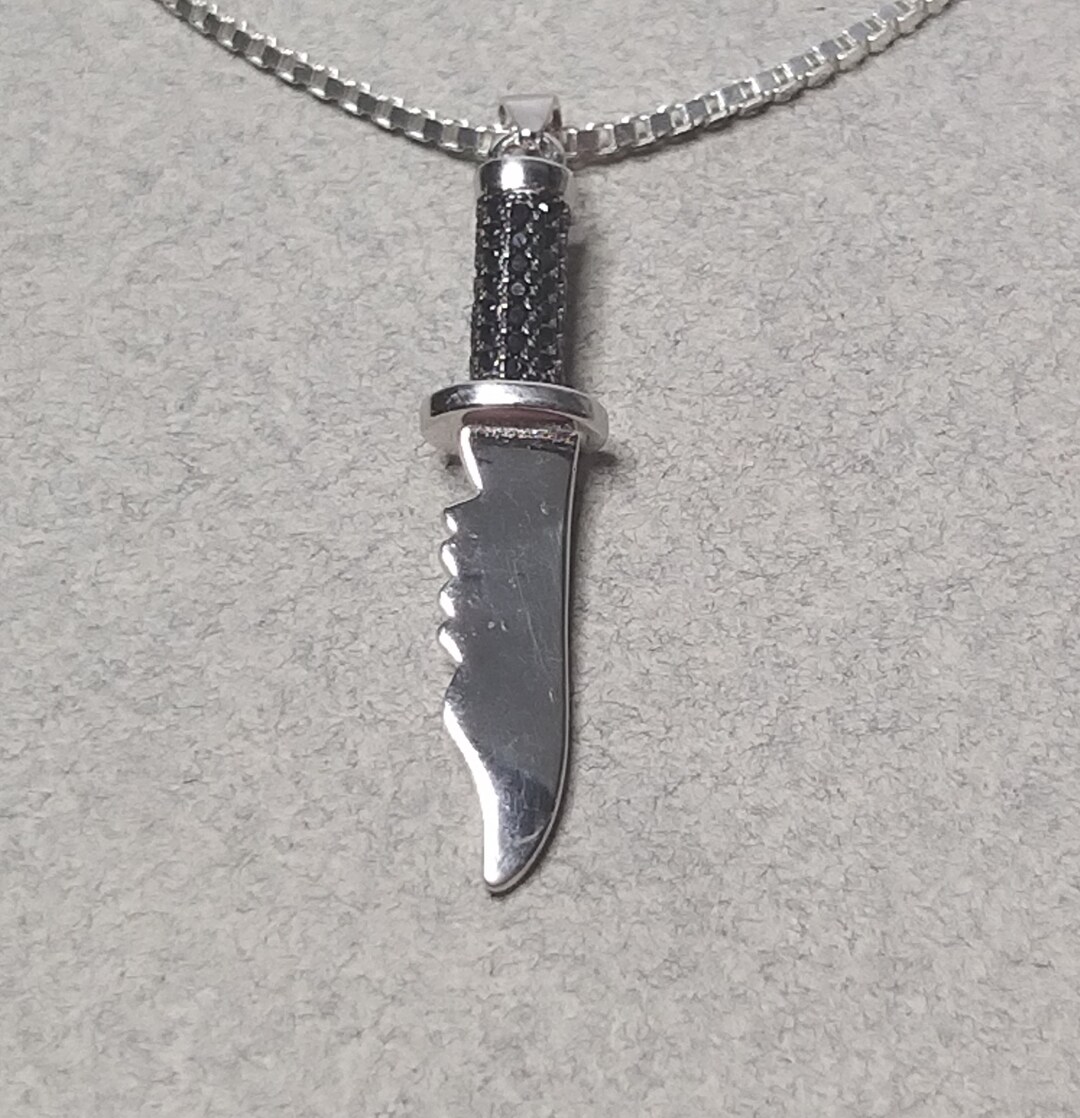 Mens Sterling Silver Knife Necklace Combat Military Knife Etsy