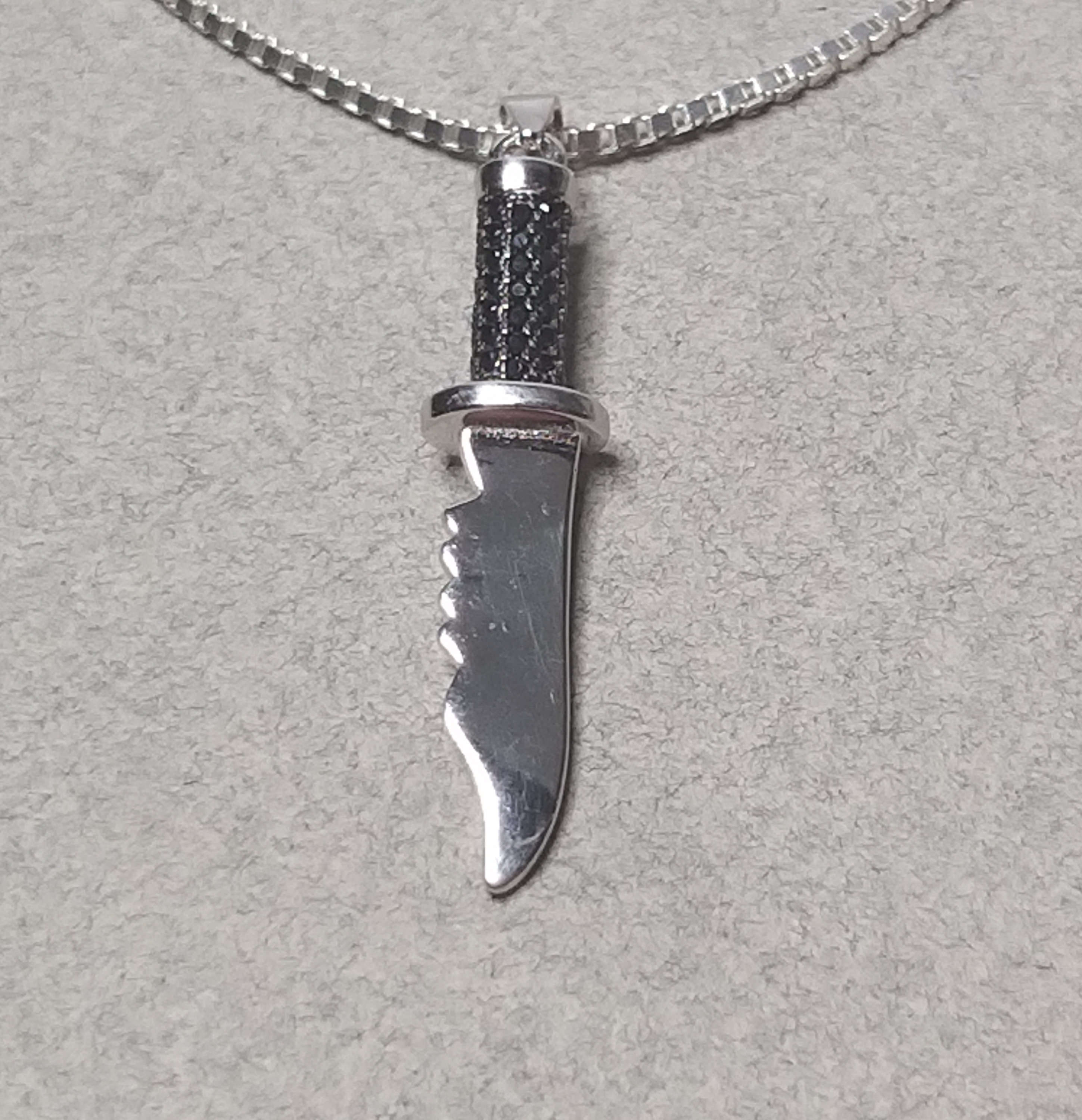 Mens Sterling Silver Knife Necklace Combat Military Knife Etsy