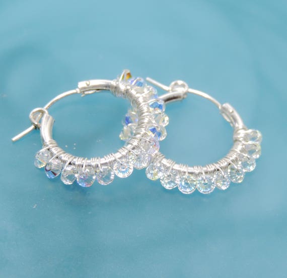 Crystal Clear Beaded Hoop Earrings Crystal Clear Beaded Hoop Earrings