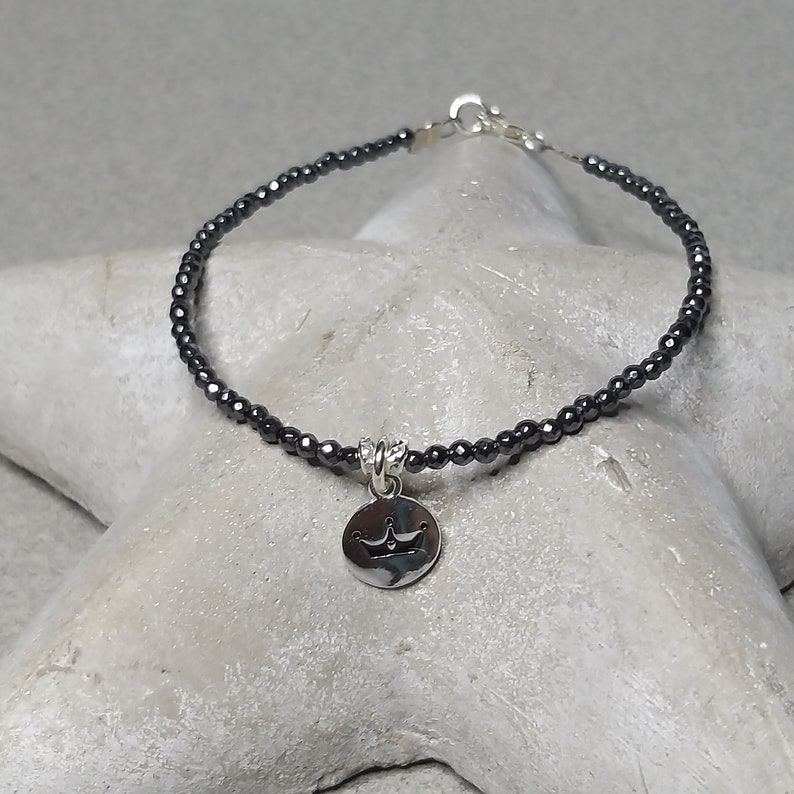 Black Jade Bracelet With Sterling Silver Claps and Crown - Etsy Israel