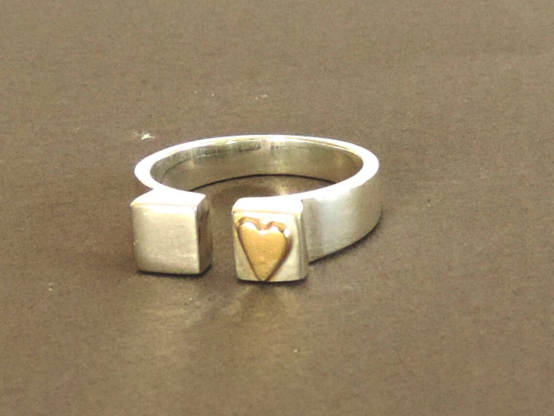 Open Silver Ring Gold & Silver Ring Heart Ring 14K Gold Etsy