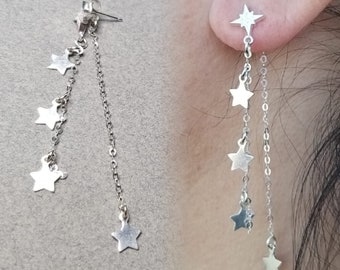 Orecchini pendenti a forma di stella in argento sterling: gioielli da sposa a catena lunga - Italia