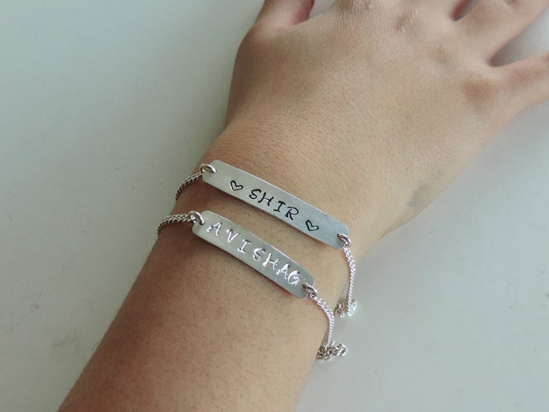 Engrave Name Bracelet Engrave Letter Bracelet Sterling Etsy