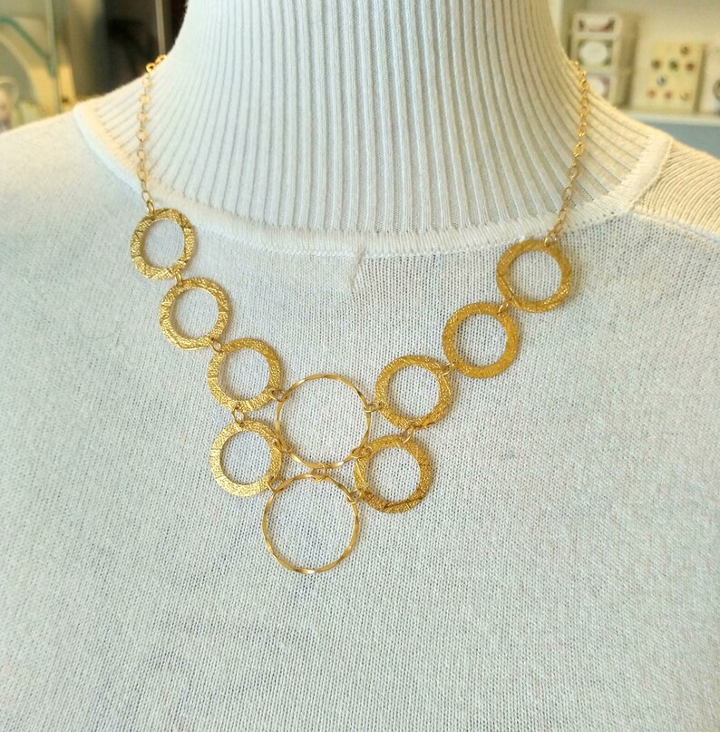 Circles Necklace Gold Circle Necklace Circles Evening Etsy