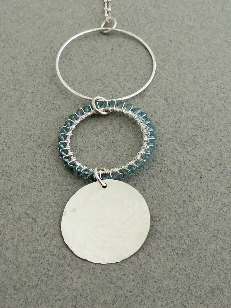 Trio Long Necklace Circles Necklace Sterling Silver Long Etsy