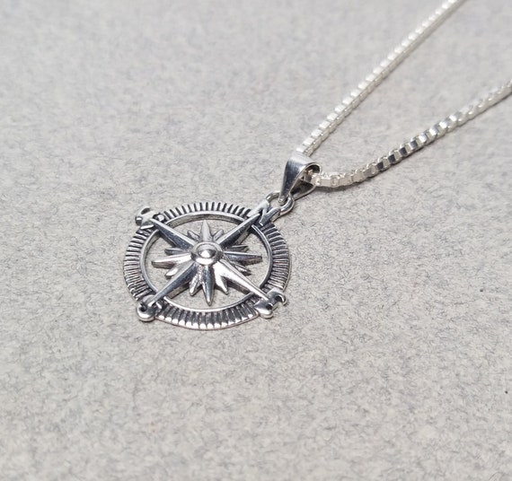 Sterling Silver Compass Pendant 