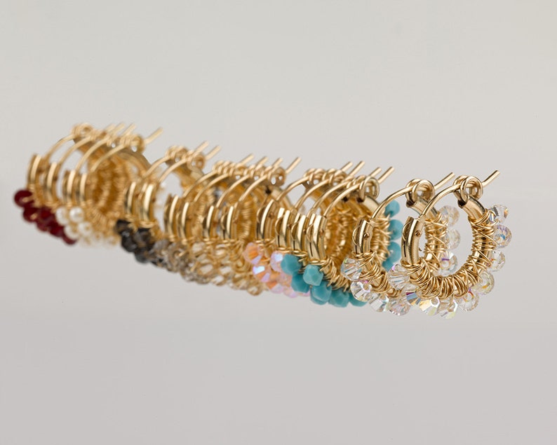 Gipsy Earrings, Pearl hoop earring, Bridsmaid Earrings, Small hoop earring, Gold delicate jewelry, Wire Wrapprd Earrings, Gift For Her image 4