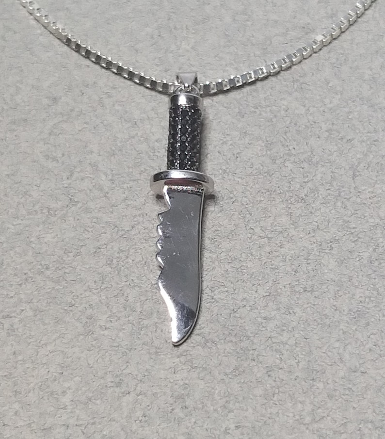 Mens Sterling Silver Knife Necklace Combat Military Knife Etsy