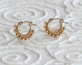 Wire Wrap Gold hoop earrings, Womens Jewelry, Delicate earrings, 14k gold filled earrings, Gift for her, small hoop earrings