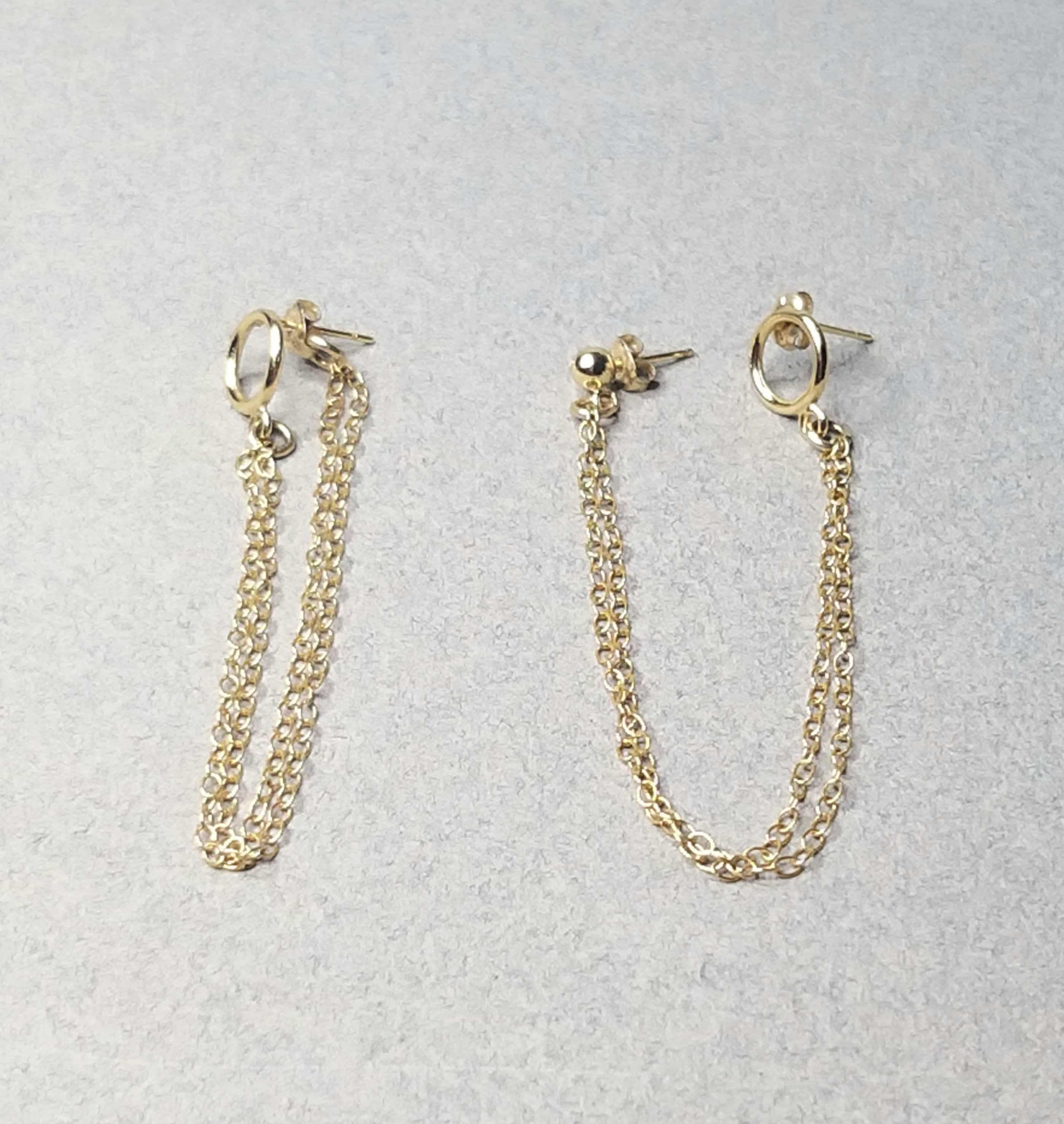 Long Chain Earrings 14K Goldfilled Earrings Threader - Etsy UK