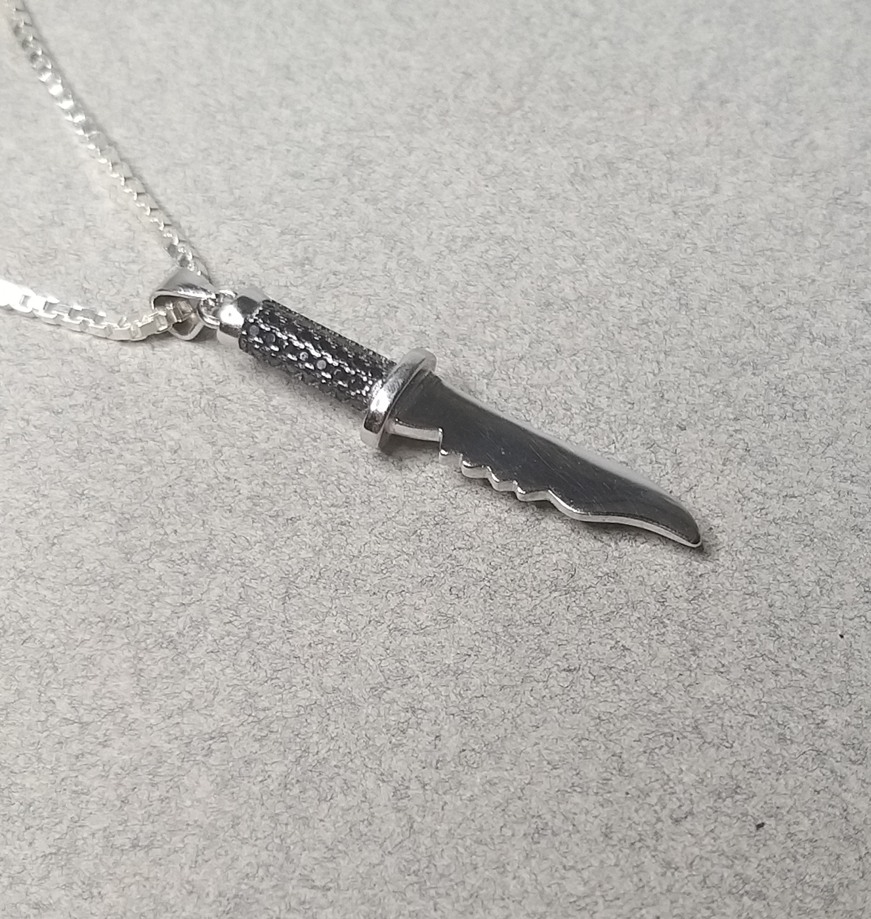 Mens Sterling Silver Knife Necklace Combat Military Knife Etsy