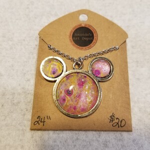 Mickey Mouse Pendant - Fluid Acrylic - Fluid Art - Functional Art
