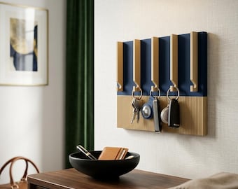 Minimalist Wall-Mounted Key Holder | Modern Entryway Organizer | 5 Hook Key Rack | Wall Decor | Housewarming Gift | Home Organization