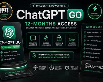 ChatGPT GO 12months Access | Best Price | Instant digital delivery