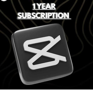 May include: A black square with a white graphic and the text "1 YEAR SUBSCRIPTION" in white. The graphic is a stylized white "X" shape. The background is black with gold lines.