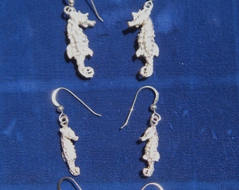 Sea Horse enameled or sterling silver Dangle Earrings