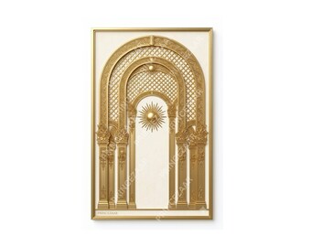 Relief de l'arche à soleil rayonnant : Art architectural baroque orné (rendu numérique)