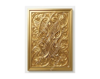 Panneau en bas-relief or métallisé : Art mural baroque Art nouveau à crête organique