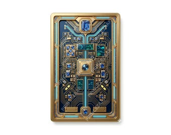 Estampe numérique de luxe futuriste : Circuits dorés, accents saphir (Téléchargement numérique)