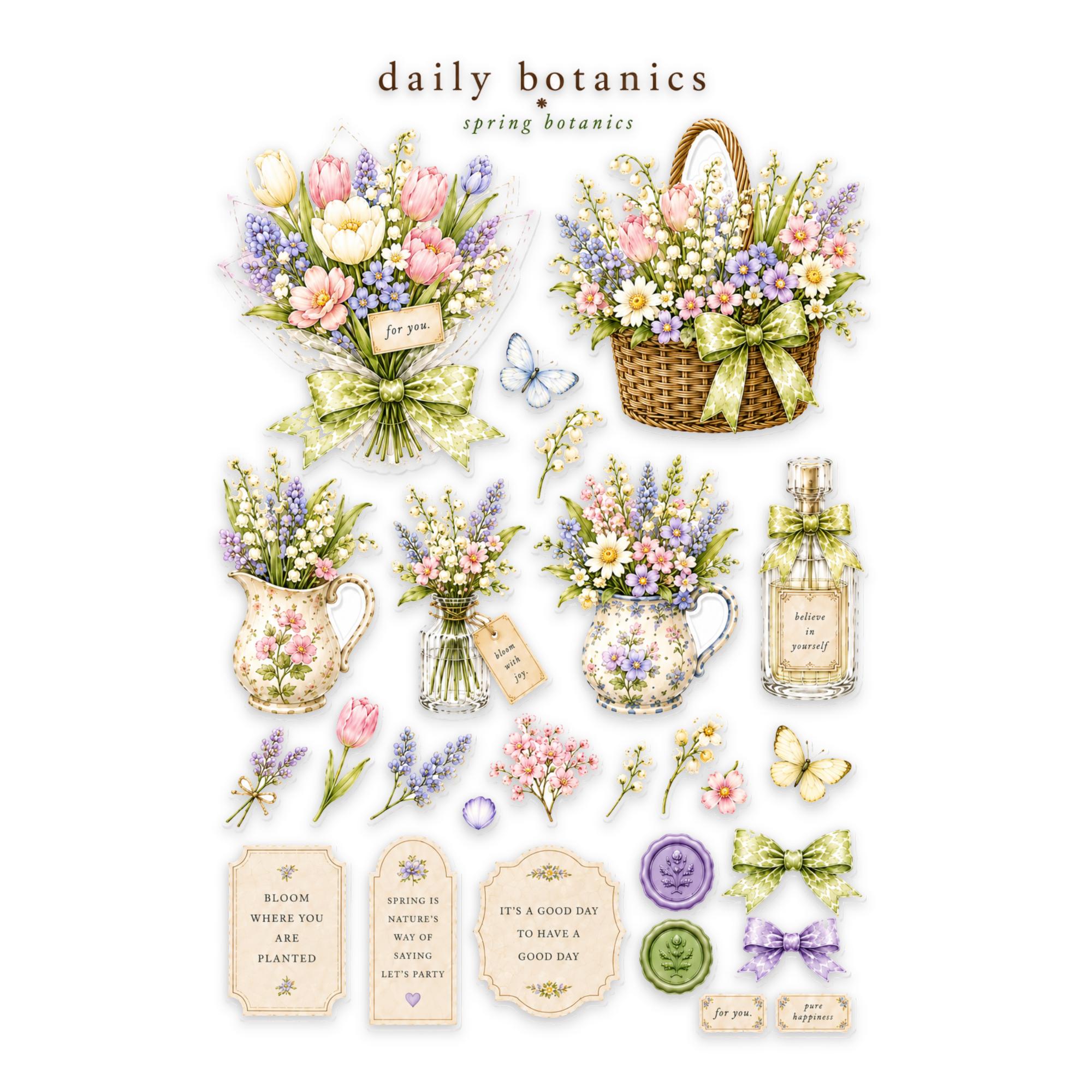 Pastel Botanical Sticker Set PNG | Spring Flower Digital Stickers ...