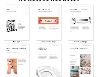 Airbnb Host Bundle, Welcome Book + Signs + Cleaning Checklist, Editable Canva Templates, VRBO Guest Guide, Short Term Rental Kit, Guestbook