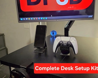 3D Printed Desk Setup Kit | Headphone Clamp, Phone Stand, Controller Holder | DP3DWorks