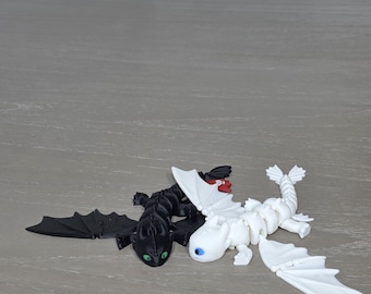 Articulated Dragon Fidget Toy, Multi Color Flexi Dragon, 3D Printed Figure, Fantasy Desk Pet