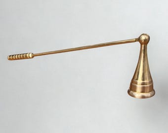 Vintage Brass Candle Snuffer | 10" Long Wick Extinguisher | Traditional Candle Accessory
