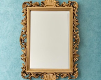 Vintage Homco Gold Mirror | Ornate Hollywood Regency Frame, French Country Vanity Accent