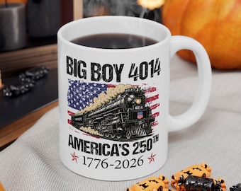 Big Boy 4014 Steam Locomotive Mug, America 250th Anniversary Coffee Cup
