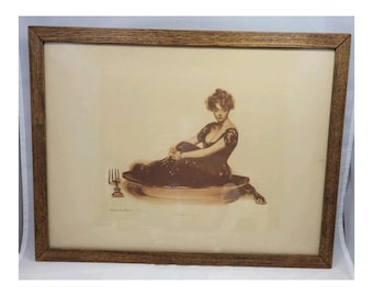 Antique James Montgomery Flagg Litho "GOOD ENOUGH to EAT" Signed Copyright 1907, Woman Wall Hanging,