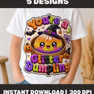 Halloween Glitter Dumpling PNG Bundle, Cute Spooky Dumpling Sublimation, Kawaii Halloween PNG, Glitter Dumpling Shirt Design