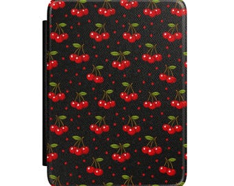 Custodia per Kindle color ciliegia nera / Cover per e-reader in similpelle Saffiano (con funzione di sospensione/riattivazione)