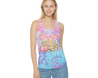 Tie Dye Racerback Tank Top, Rosa Luxus Grafik, Boss Babe Shirt, Sommerkleidung