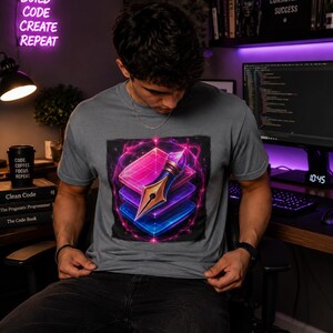 Neon Reservoarpenna T-shirt | Cyberpunk Författare, Programmerare T-shirt