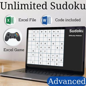 Automated Excel Sudoku Generator Spreadsheet with Office Script, Infinite Logic Puzzle Game Tracker, Digital Interactive Brain Games Adult