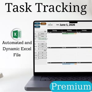 Automated Excel Task Tracker, Dynamic Project Management Spreadsheet with Calendar, Custom Theme To Do List Database, Dark Mode Organizer