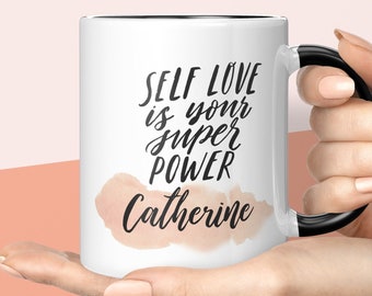 Self Love Mug, Motivational Gift For Women, Create Positive Energy Vibes With Inspirational Quotes & Affirmations for Mental Health