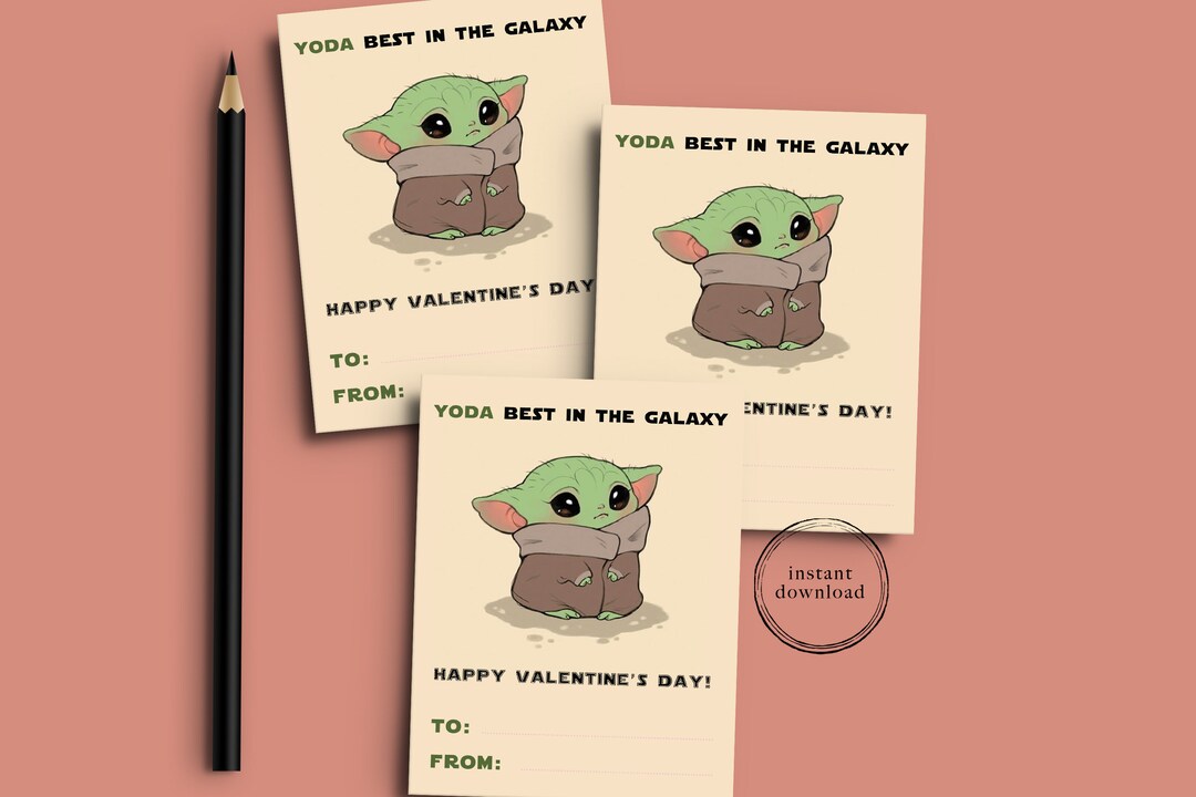 Baby Yoda Star Wars Kids Classroom Valentine Day, Instant Digital