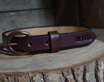 3/4" Toddler’s first leather belt dark brown Personalized Child's belt, Full grain Leather- infants belt - size 28" waist Hand-made belt