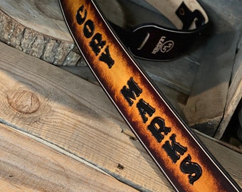 GUITAR STRAP: Personalized Hand-Dyed Leather- USA Made -Musician Gift