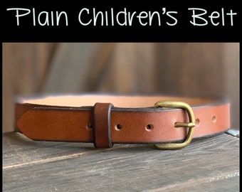 28 Kids 1 Snap On Plain Leather Belt Blue L